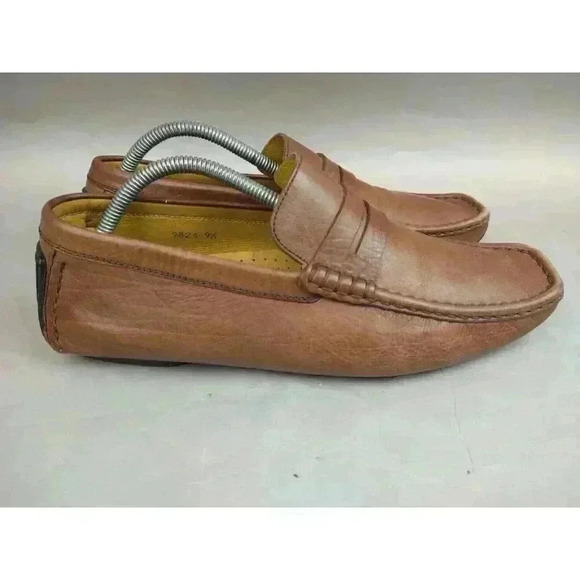 Magnanni Driving Moc Leather Loafers Shoes Tan Brown Mens 9.5 Comfy - Picture 2 of 11